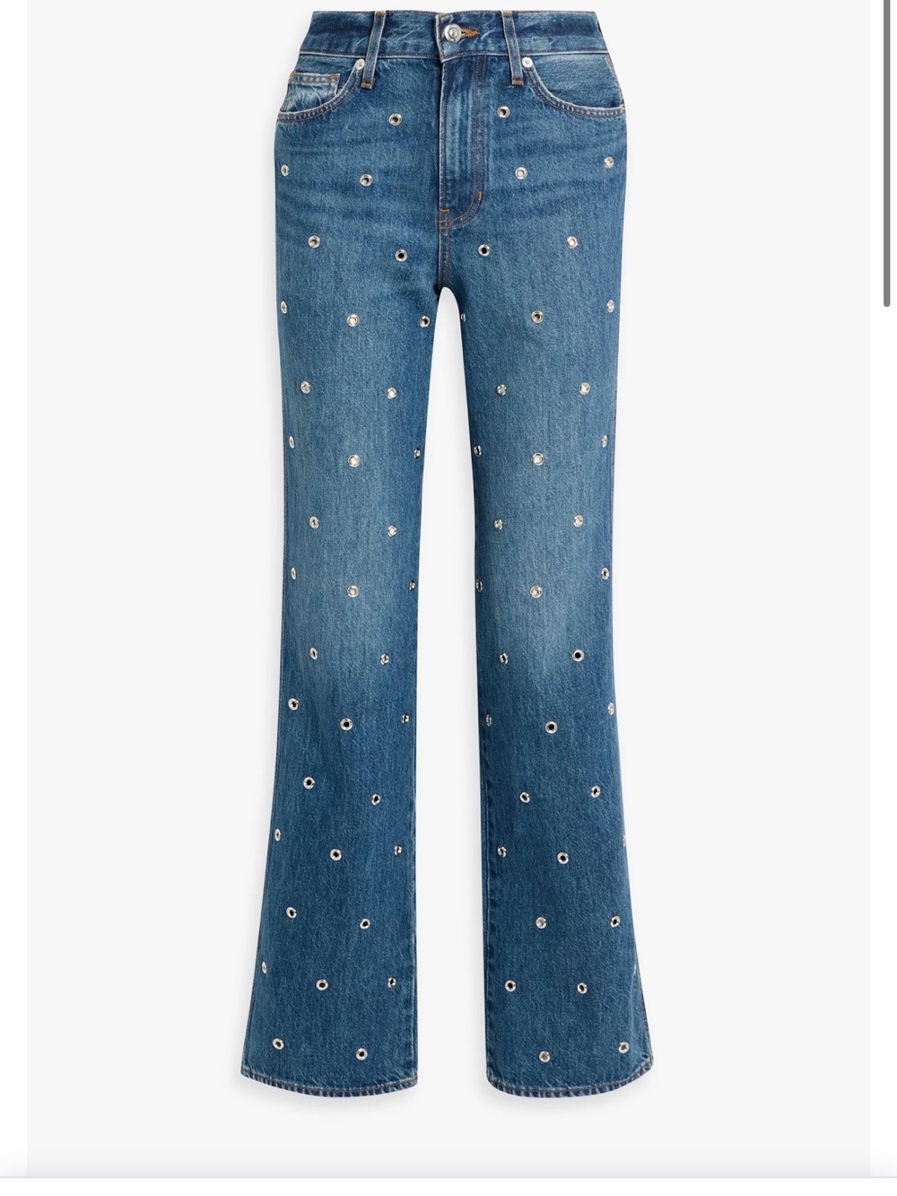 Veronica Beard Dylan Eyelet-Embellished High-Rise Straight-Leg Jeans